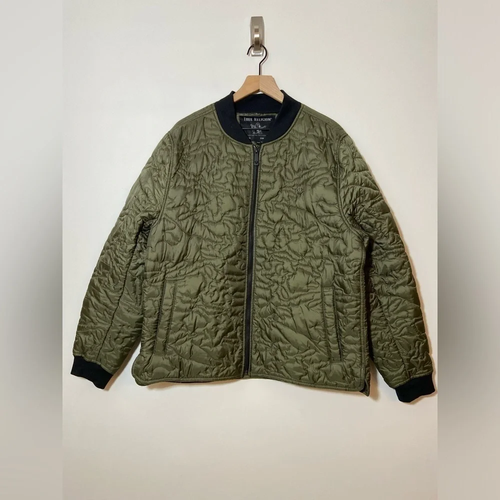 NEW MENS TRUE RELIGION Green CAMO QUILTED LINER JACKET Sz XL